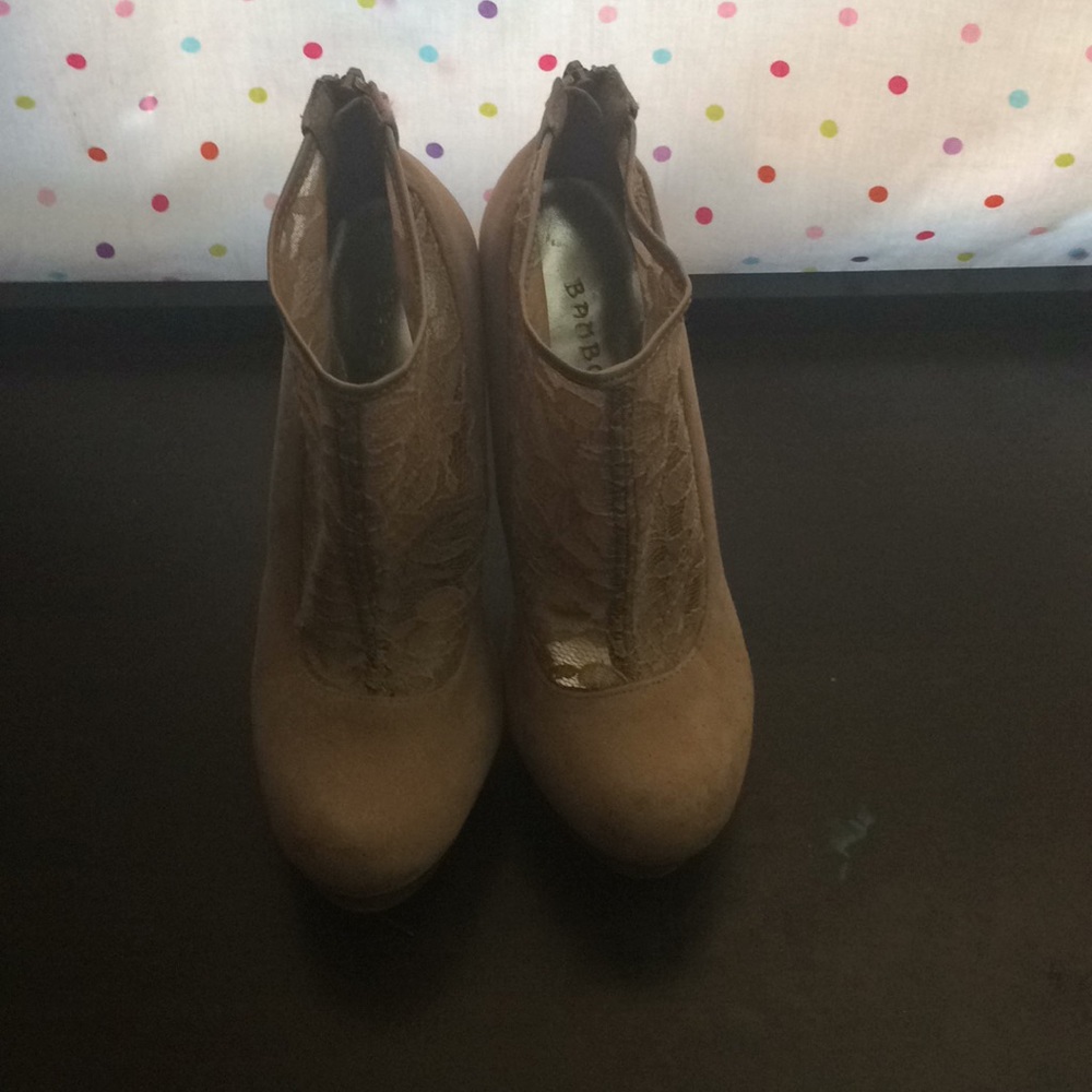 Tan Brown Stilettos with Lace